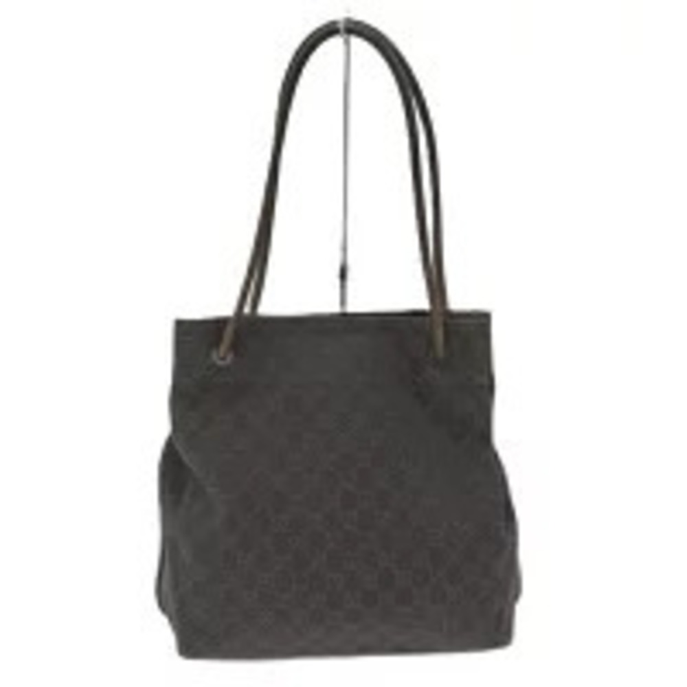 GUCCI Shoulder Bag GG Canvas Leather Dark Brown